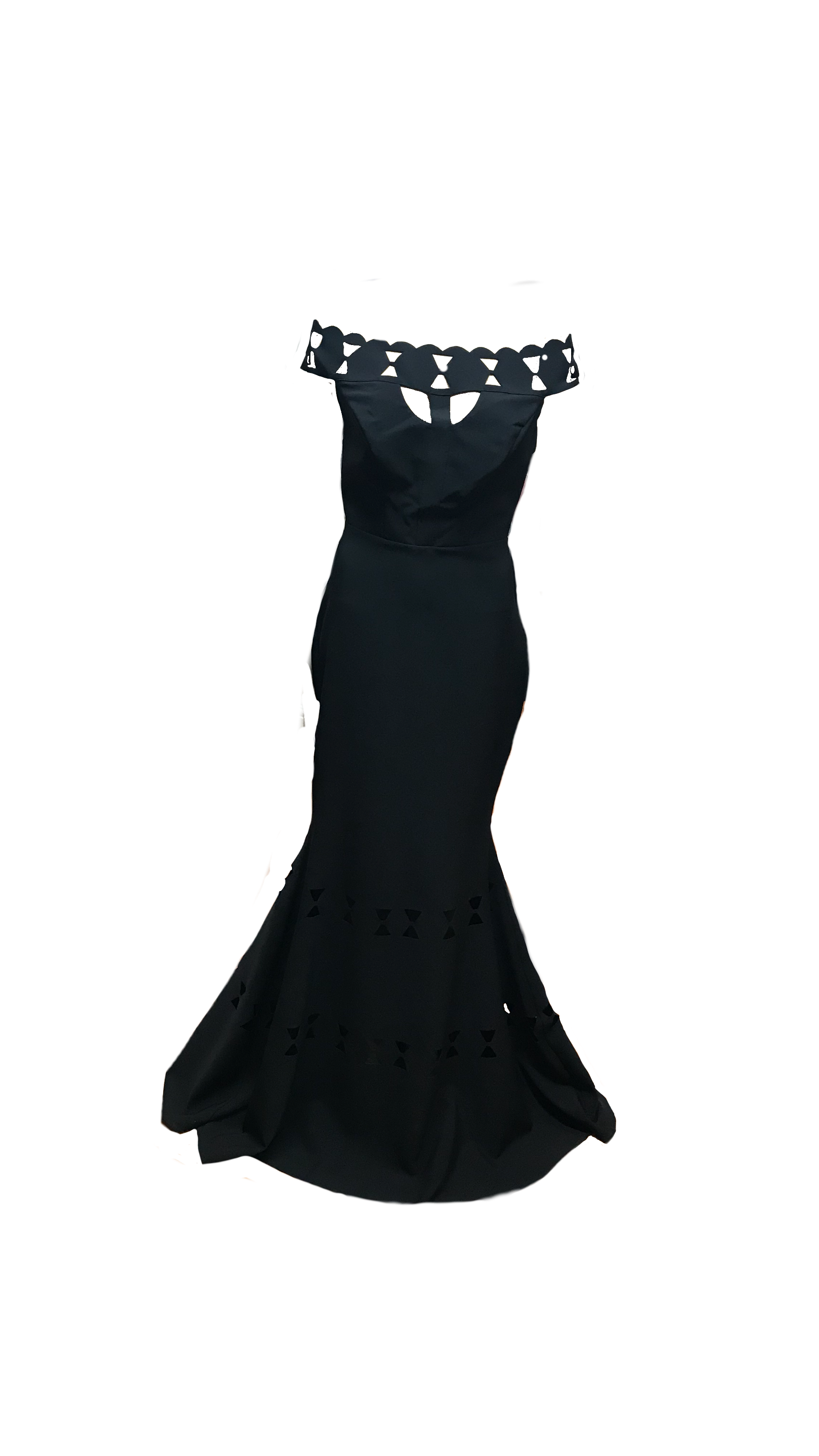 Women’s evening maxi long cocktail, prom mermaid sleeveless off the shoulderl dress black