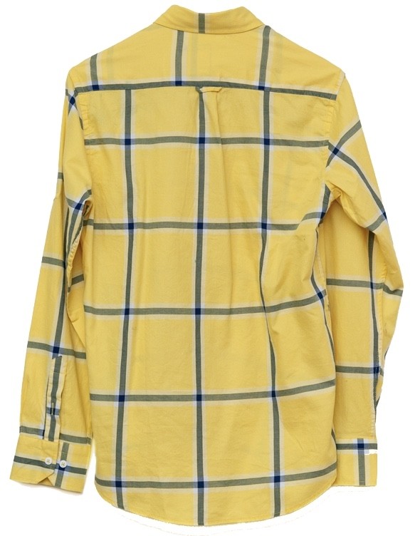 Mens long Sleeve Flannel Tartan yellow Shirt 
