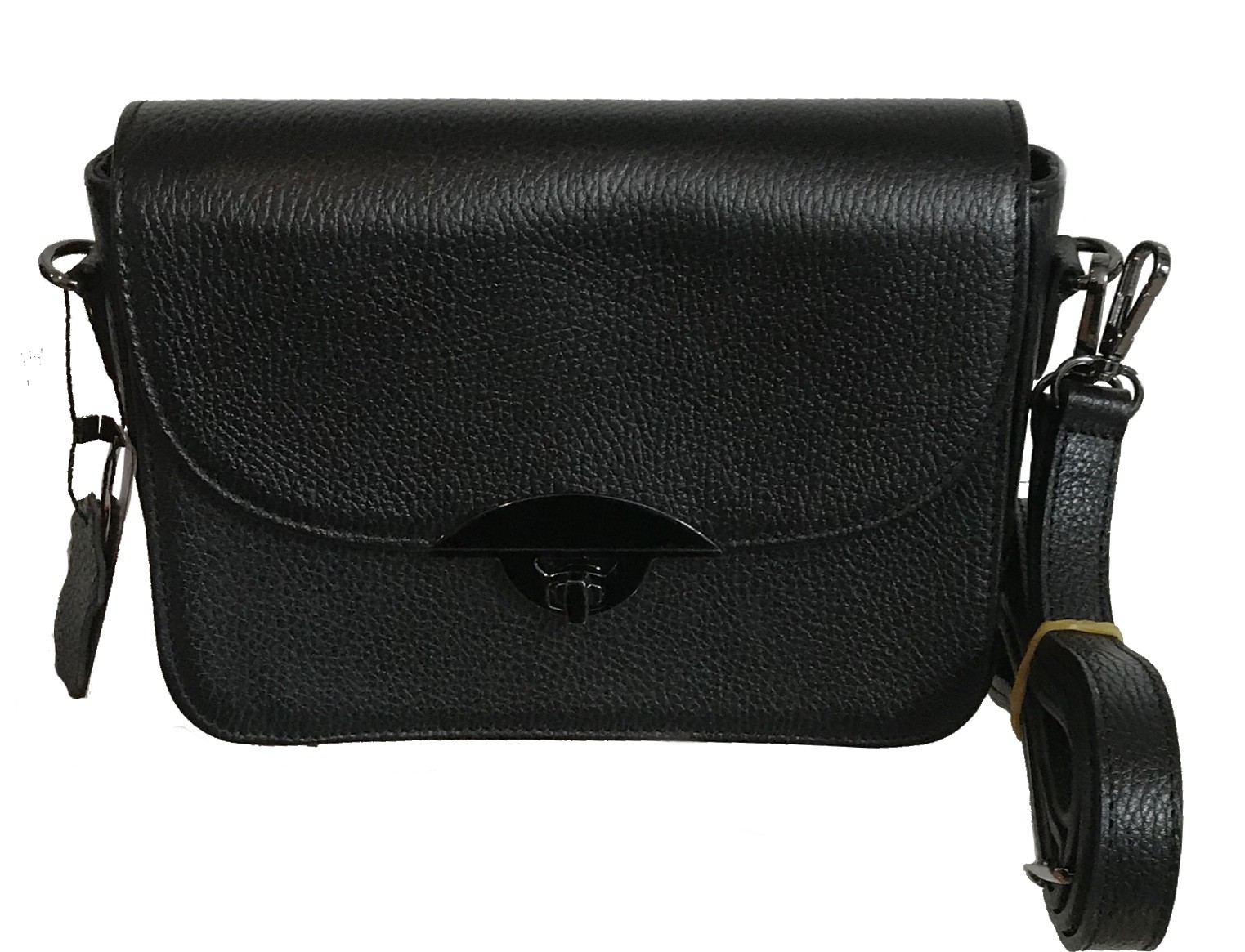 Women’s genuine leather handbag with strap black