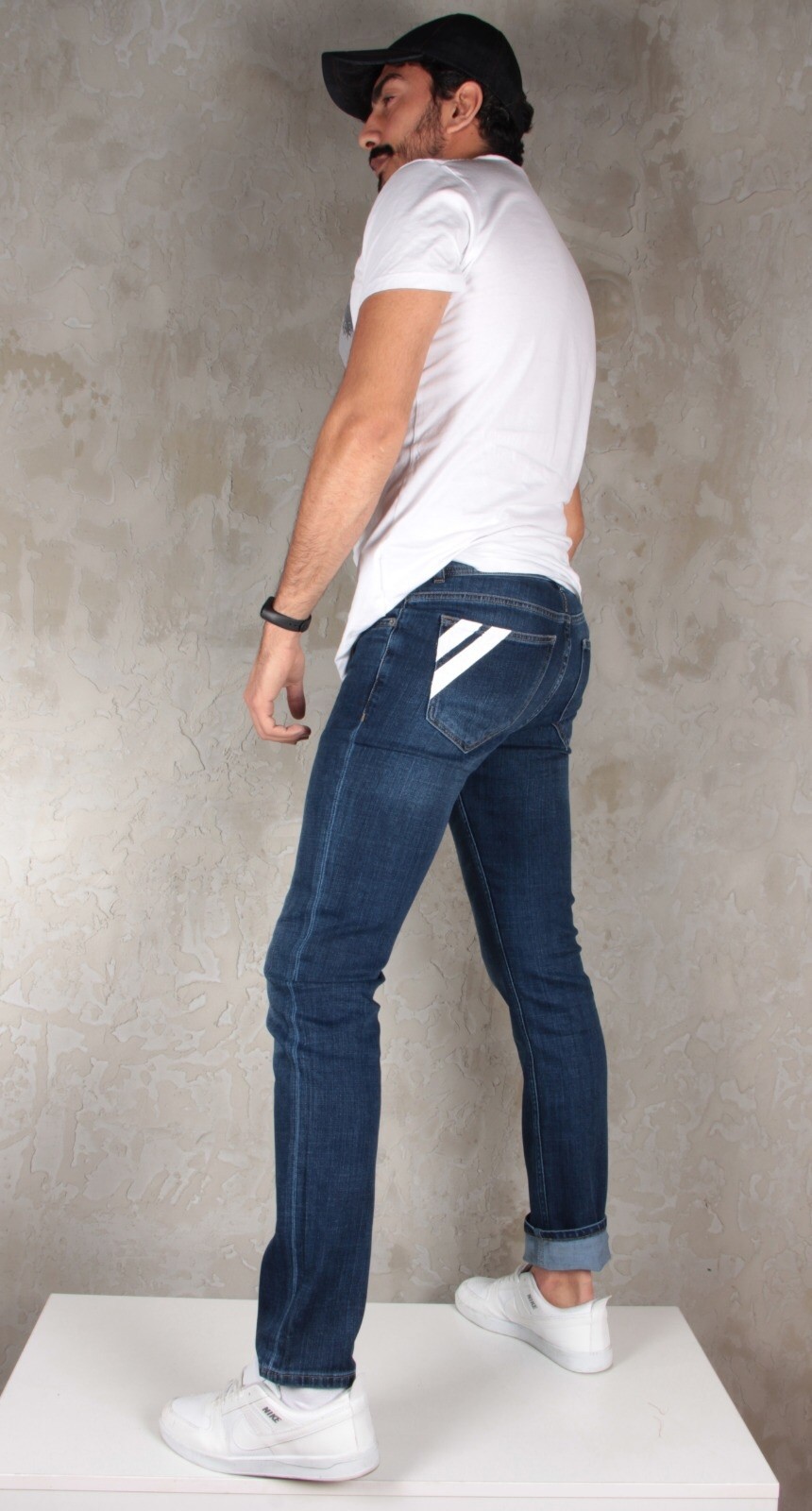 Men’s New Designer Stretch slim fit Jeans denim pants blue EEISE all waist sizes