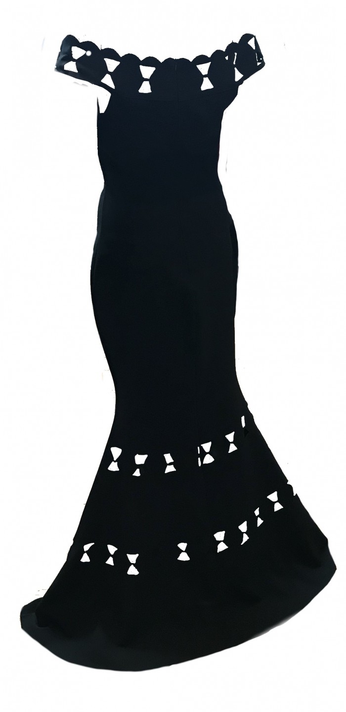 Women’s evening maxi long cocktail, prom mermaid sleeveless off the shoulderl dress black