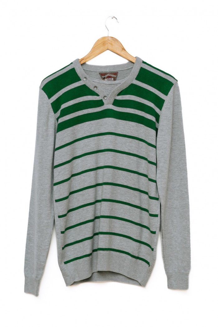 Men’s V-Neck Jumper Cardigan Pullover Two Tone