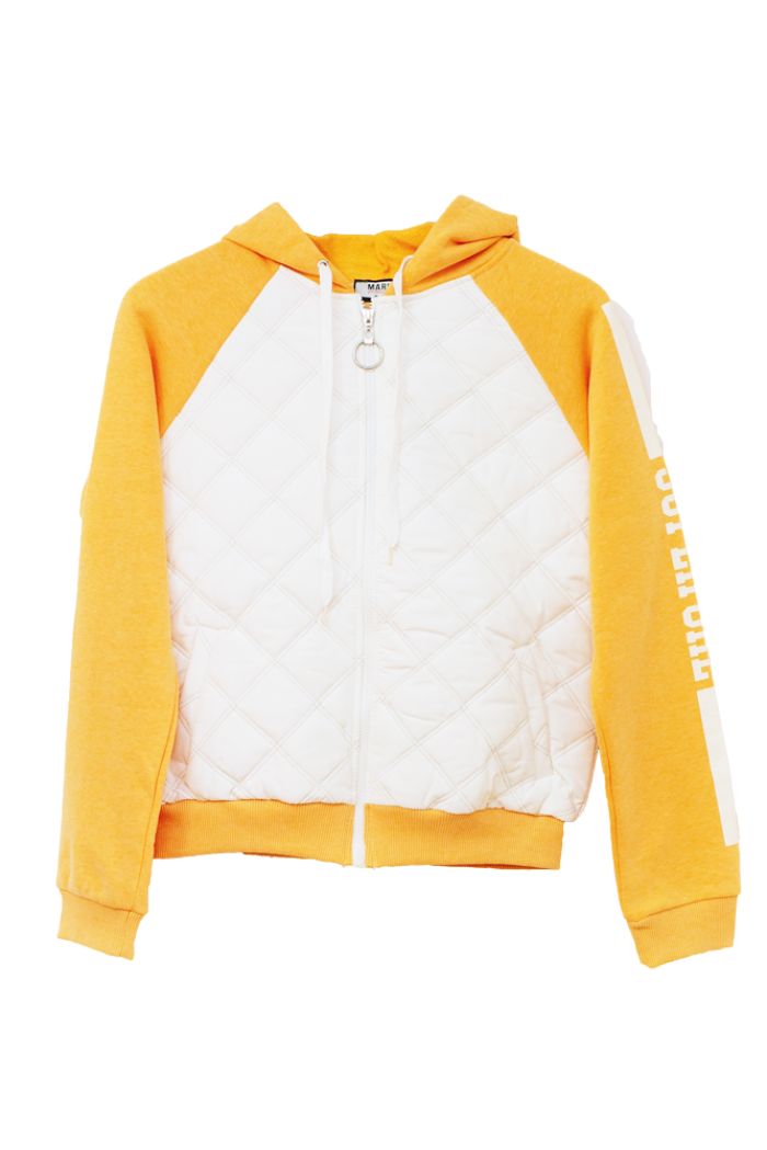 Girl’s Hooded Junior Girls Sweater Cardigan Peach mixed with White